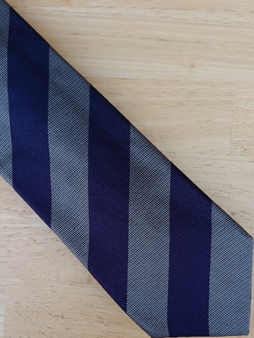 Luciano Barbera Navy and Khaki Wide-Stripe Silk Tie